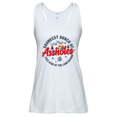 Drunkest Bunch Of Assholes Outdoors Funny Camping Ladies Essential Flowy Tank