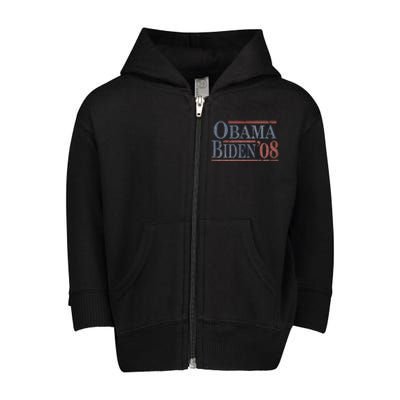 Distressed Barack Obama Joe Biden 2008 Meaningful Gift Toddler Zip Fleece Hoodie