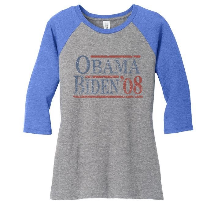 Distressed Barack Obama Joe Biden 2008 Meaningful Gift Women's Tri-Blend 3/4-Sleeve Raglan Shirt