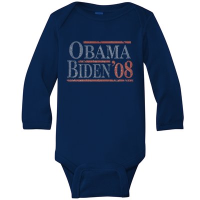 Distressed Barack Obama Joe Biden 2008 Meaningful Gift Baby Long Sleeve Bodysuit