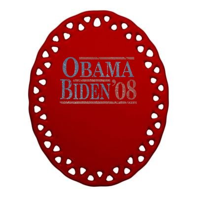 Distressed Barack Obama Joe Biden 2008 Meaningful Gift Ceramic Oval Ornament