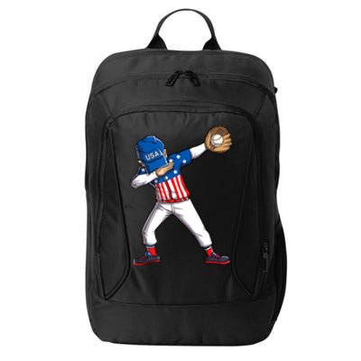 Dabbing Baseball Player 4th Of July USA American Flag Boy City Backpack