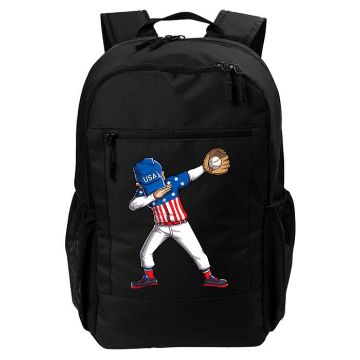 Dabbing Baseball Player 4th Of July USA American Flag Boy Daily Commute Backpack