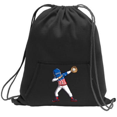 Dabbing Baseball Player 4th Of July USA American Flag Boy Sweatshirt Cinch Pack Bag