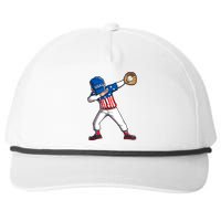 Dabbing Baseball Player 4th Of July USA American Flag Boy Snapback Five-Panel Rope Hat