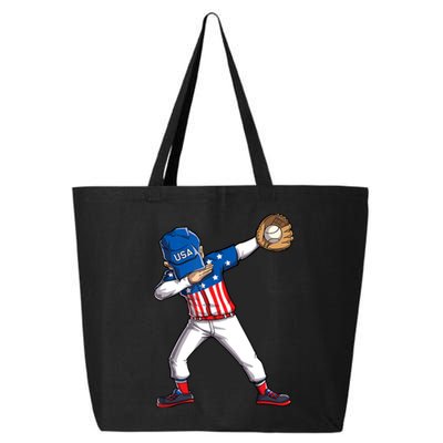 Dabbing Baseball Player 4th Of July USA American Flag Boy 25L Jumbo Tote