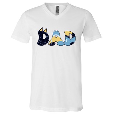 Dad Birthday Party Cute Dog FatherS Day V-Neck T-Shirt