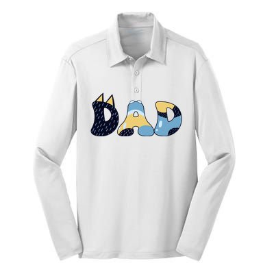 Dad Birthday Party Cute Dog FatherS Day Silk Touch Performance Long Sleeve Polo