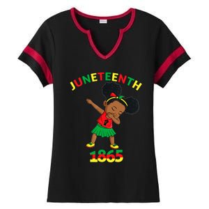 Dabbing Black Princess Juneteenth 1865 Brown Skin Girl Ladies Halftime Notch Neck Tee