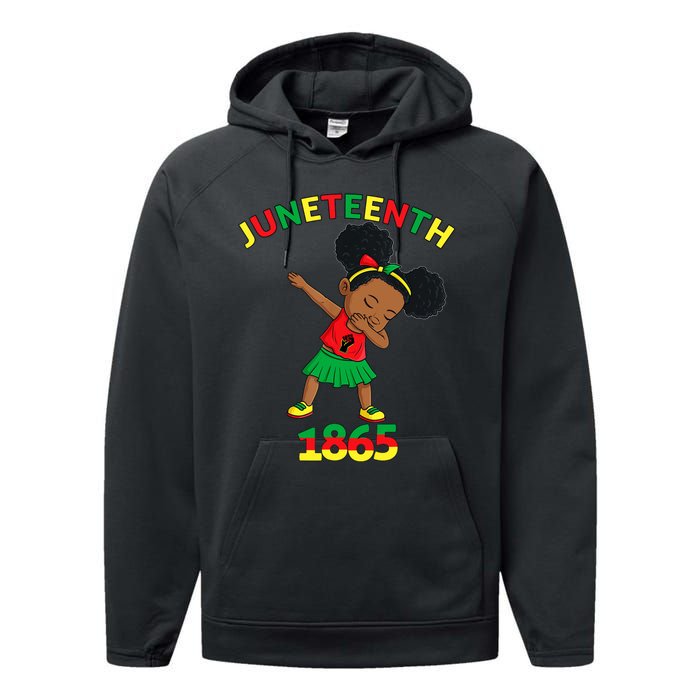 Dabbing Black Princess Juneteenth 1865 Brown Skin Girl Performance Fleece Hoodie