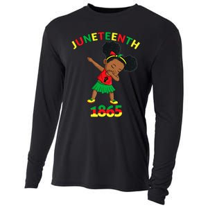 Dabbing Black Princess Juneteenth 1865 Brown Skin Girl Cooling Performance Long Sleeve Crew