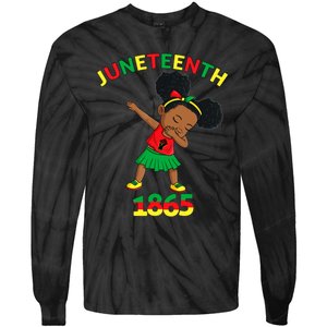 Dabbing Black Princess Juneteenth 1865 Brown Skin Girl Tie-Dye Long Sleeve Shirt