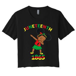 Dabbing Black Princess Juneteenth 1865 Brown Skin Girl Women's Crop Top Tee