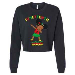 Dabbing Black Princess Juneteenth 1865 Brown Skin Girl Cropped Pullover Crew