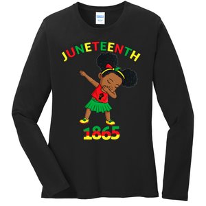 Dabbing Black Princess Juneteenth 1865 Brown Skin Girl Ladies Long Sleeve Shirt