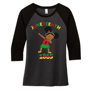 Dabbing Black Princess Juneteenth 1865 Brown Skin Girl Women's Tri-Blend 3/4-Sleeve Raglan Shirt