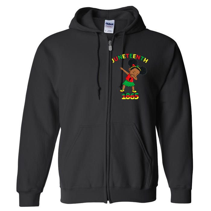 Dabbing Black Princess Juneteenth 1865 Brown Skin Girl Full Zip Hoodie