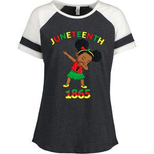 Dabbing Black Princess Juneteenth 1865 Brown Skin Girl Enza Ladies Jersey Colorblock Tee