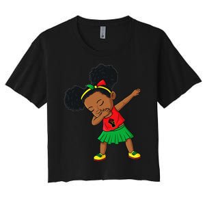 Dabbing Black Princess Juneteenth 1865 Brown Skin Women's Crop Top Tee