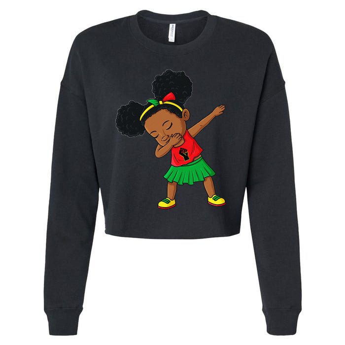 Dabbing Black Princess Juneteenth 1865 Brown Skin Cropped Pullover Crew