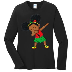 Dabbing Black Princess Juneteenth 1865 Brown Skin Ladies Long Sleeve Shirt