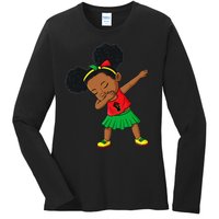 Dabbing Black Princess Juneteenth 1865 Brown Skin Ladies Long Sleeve Shirt