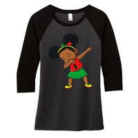 Dabbing Black Princess Juneteenth 1865 Brown Skin Women's Tri-Blend 3/4-Sleeve Raglan Shirt