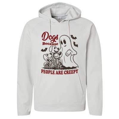 Dog Because People Are Creepy Funny Halloween Dog Ghost Performance Fleece Hoodie