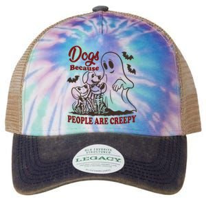 Dog Because People Are Creepy Funny Halloween Dog Ghost Legacy Tie Dye Trucker Hat