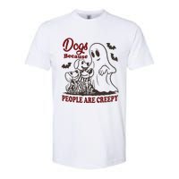 Dog Because People Are Creepy Funny Halloween Dog Ghost Softstyle CVC T-Shirt