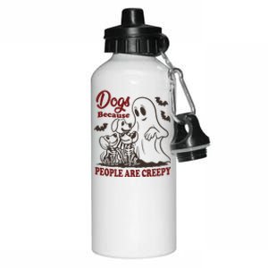 Dog Because People Are Creepy Funny Halloween Dog Ghost Aluminum Water Bottle