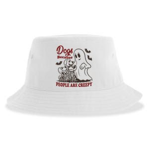 Dog Because People Are Creepy Funny Halloween Dog Ghost Sustainable Bucket Hat