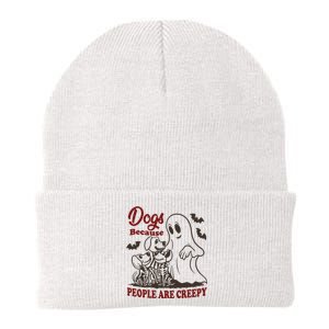 Dog Because People Are Creepy Funny Halloween Dog Ghost Knit Cap Winter Beanie