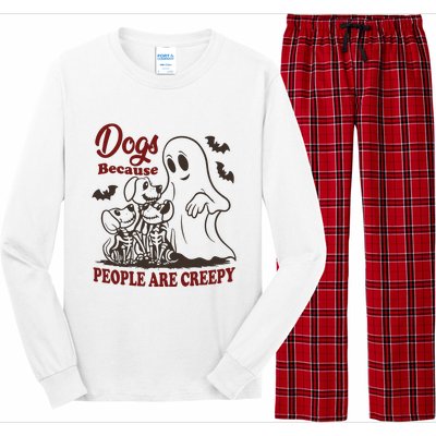 Dog Because People Are Creepy Funny Halloween Dog Ghost Long Sleeve Pajama Set