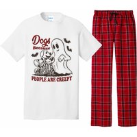 Dog Because People Are Creepy Funny Halloween Dog Ghost Pajama Set