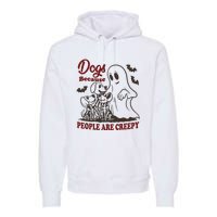 Dog Because People Are Creepy Funny Halloween Dog Ghost Premium Hoodie