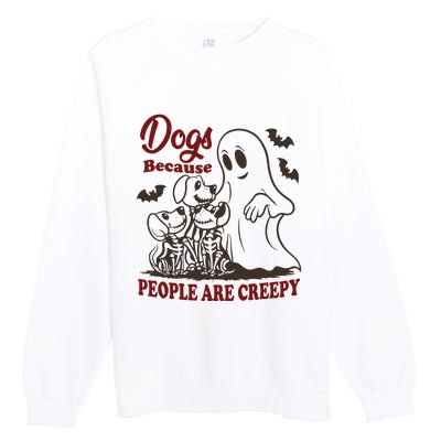 Dog Because People Are Creepy Funny Halloween Dog Ghost Premium Crewneck Sweatshirt