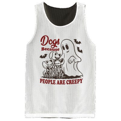 Dog Because People Are Creepy Funny Halloween Dog Ghost Mesh Reversible Basketball Jersey Tank