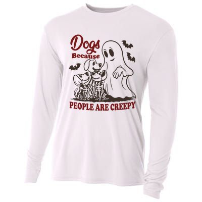 Dog Because People Are Creepy Funny Halloween Dog Ghost Cooling Performance Long Sleeve Crew