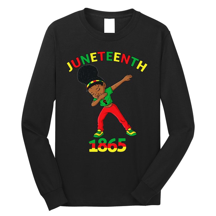 Dabbing Black Princess Juneteenth 1865 Brown Skin Long Sleeve Shirt