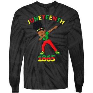 Dabbing Black Princess Juneteenth 1865 Brown Skin Tie-Dye Long Sleeve Shirt