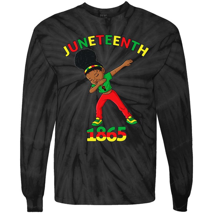 Dabbing Black Princess Juneteenth 1865 Brown Skin Tie-Dye Long Sleeve Shirt