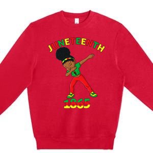 Dabbing Black Princess Juneteenth 1865 Brown Skin Premium Crewneck Sweatshirt