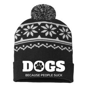 Dogs Because People Suck Funny Rescue Mutt Lovers USA-Made Snowflake Beanie