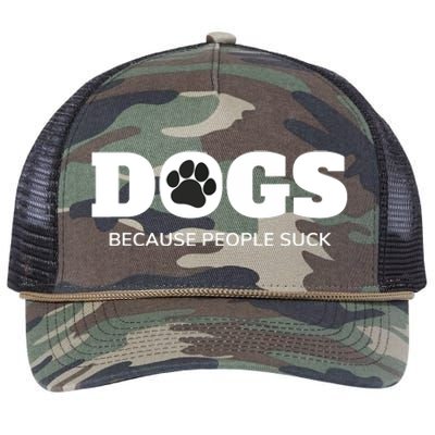 Dogs Because People Suck Funny Rescue Mutt Lovers Retro Rope Trucker Hat Cap