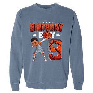 Dabbing Basketball Player 9 Years Old Boy 9th Birthday Garment-Dyed Sweatshirt