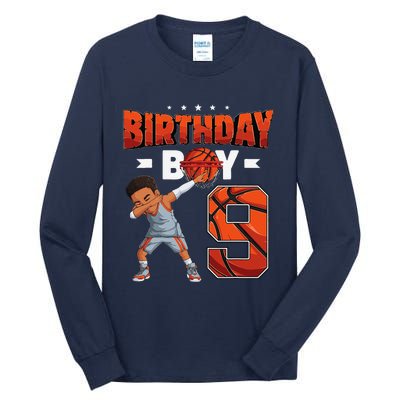 Dabbing Basketball Player 9 Years Old Boy 9th Birthday Tall Long Sleeve T-Shirt