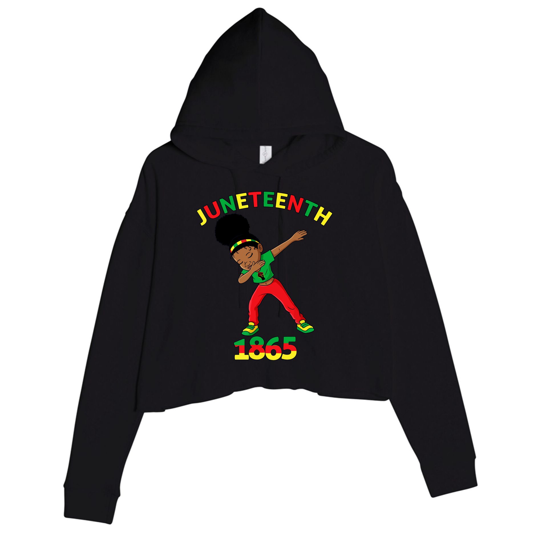 Dabbing Black Princess Juneteenth 1865 Black History Crop Fleece Hoodie