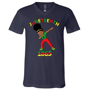 Dabbing Black Princess Juneteenth 1865 Black History V-Neck T-Shirt