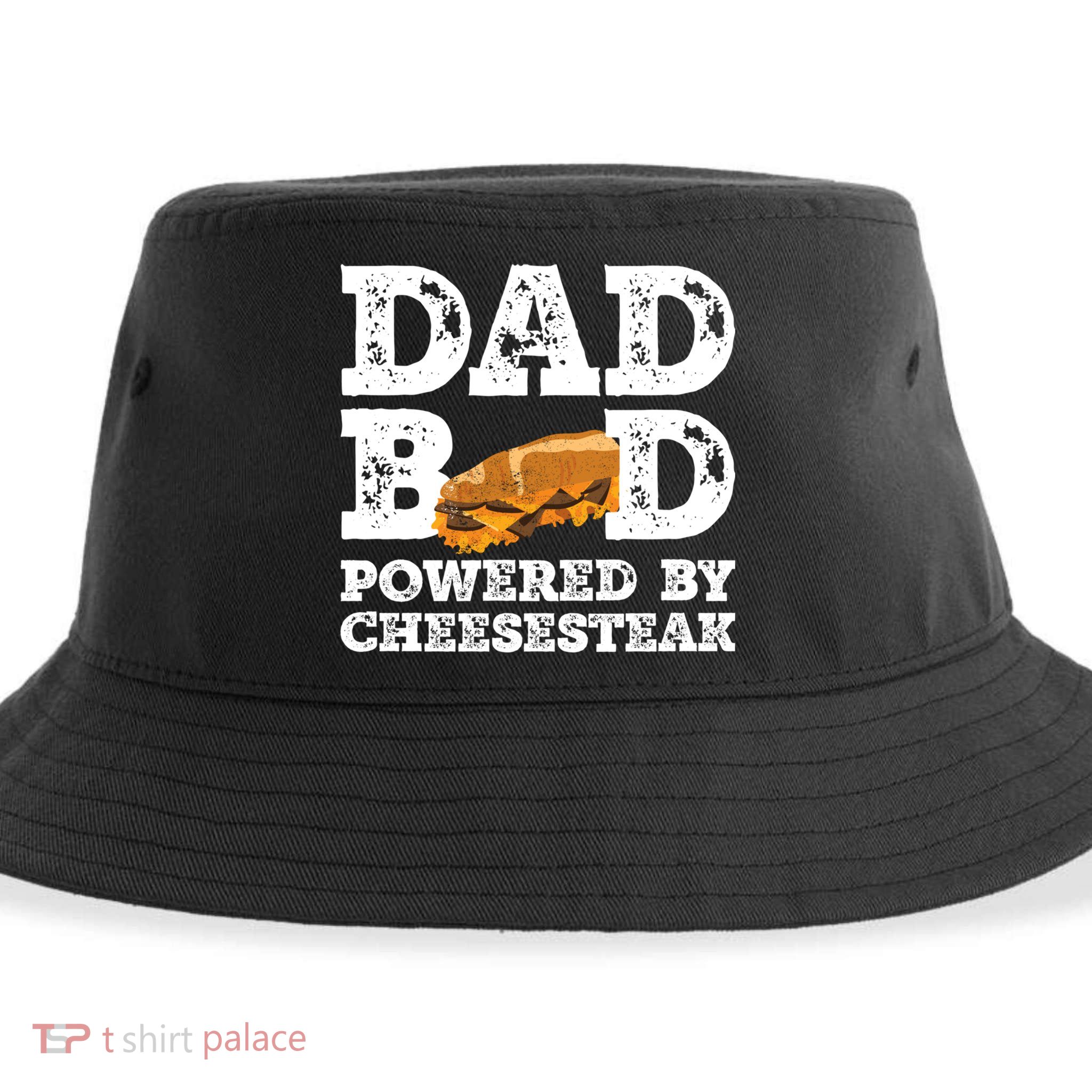 Dad Bod Powered By Cheesesteak Father Figure Graphic Cool Gift Sustainable Bucket Hat